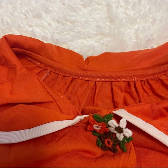Vintage orange nightgown with embroidered flower snap buttons - size M/L - Picture 7 of 16